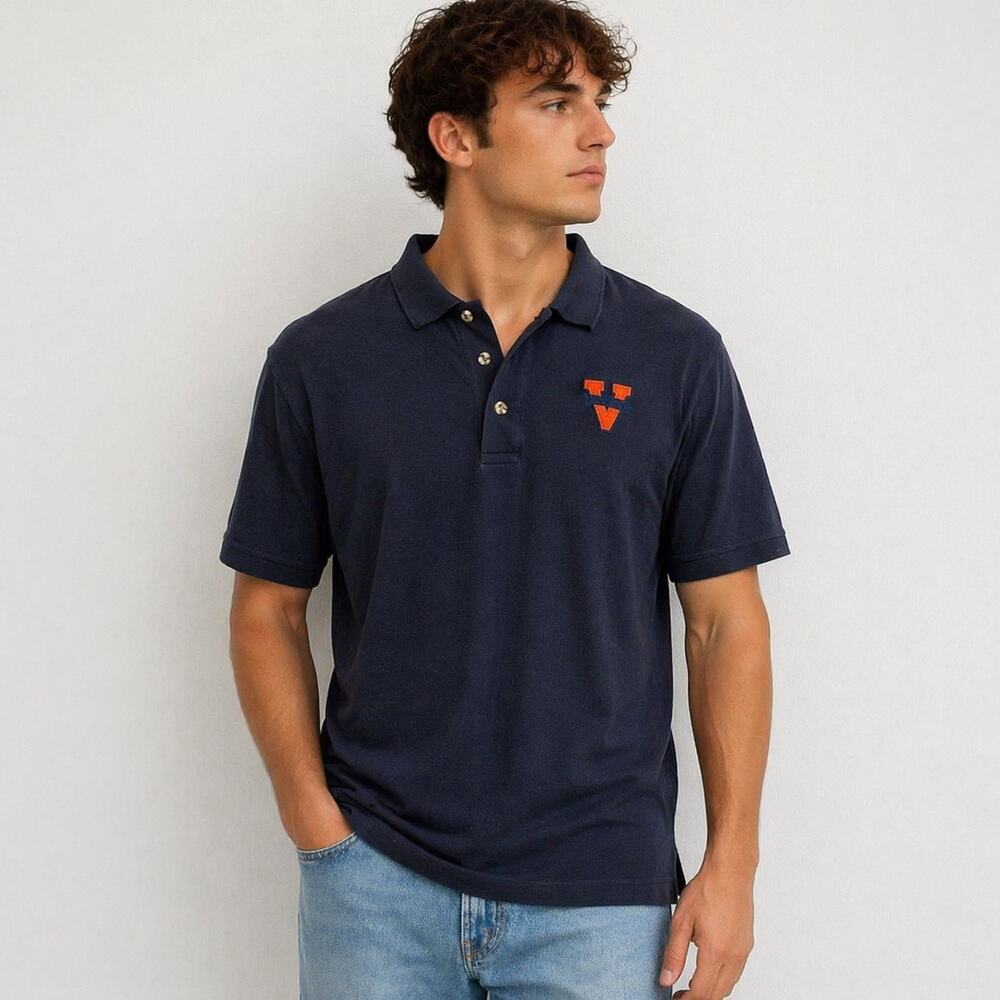 Virginia Cavaliers Polo Shirt Velocity Men’s Large Navy Embroidered NCAA